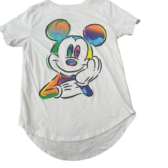 Disney Colorful Mickey Mouse Graphic Tee T-Shirt Small 3/5 - Picture 1 of 4